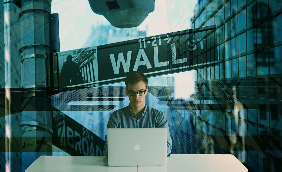 investimento, digitando, wall street