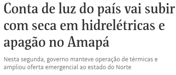 conta de luz subiu, seca hidrelétrica, apagão
